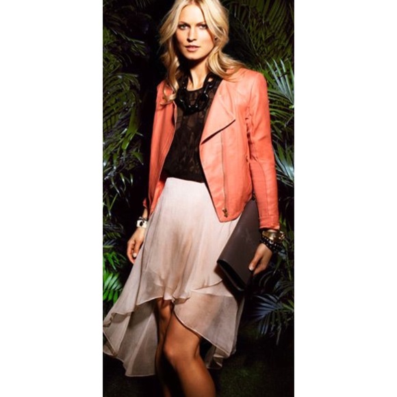 VEDA Dali Leather Jacket in Coral
